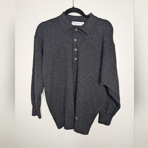 Vintage Burberry Wool Gray Pullover Sweater sz 42"